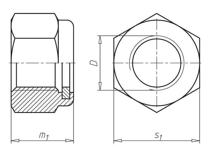 Niromutter M6 selbstsichernd, niedrige Form ISO 10511 / DIN 985, Edelstahl A2