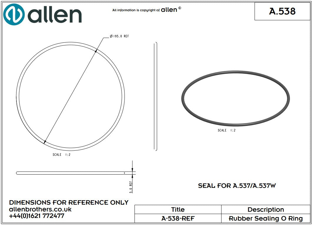 Gummidichtung für Allen Inspektionsdeckel mittel 144mm (HA537)