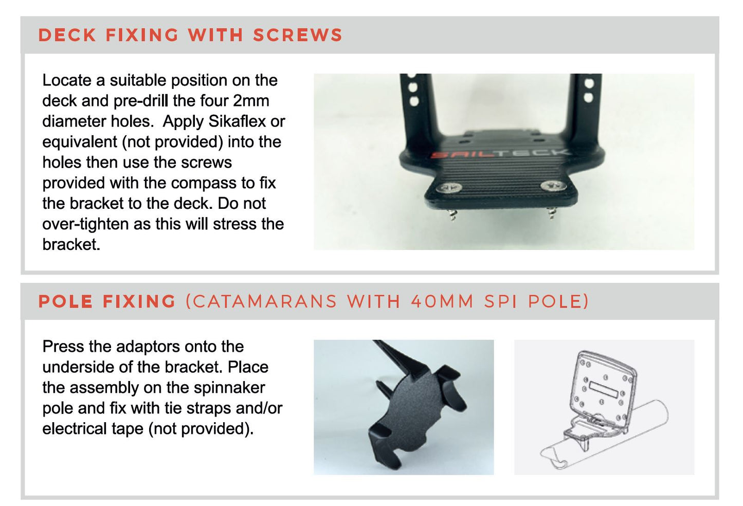 Sailteck Race Compass Deck/Gennakerbaum Halterung