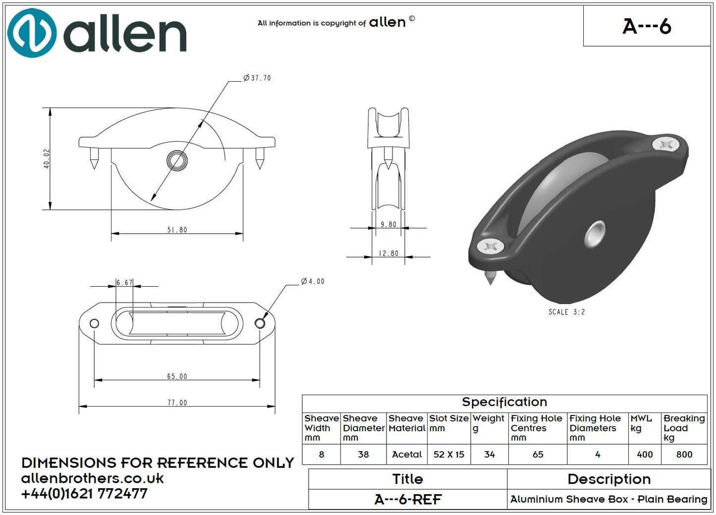Fallrollenkasten Aluminium mit Edelstahl-Kugellagerrolle 38mm