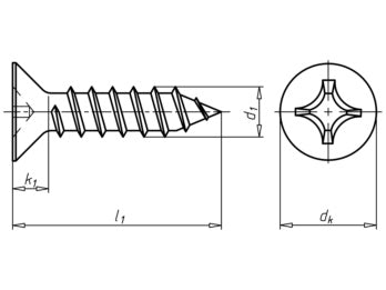 Niroblechschraube Senkkopf 4,8mm mit Kreuzschlitz ISO 7050, Edelstahl A2-70
