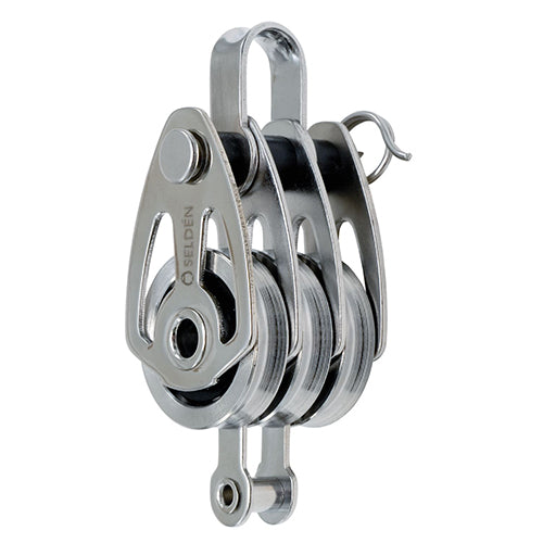 25mm Kugellagerblock BBB25 dreischeibig mit Hundsfott und Schäkel (High Load)