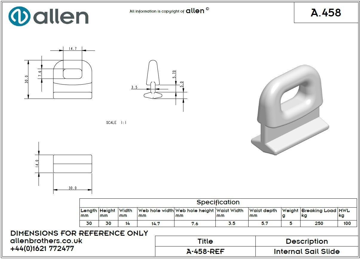 Mastrutscher T-Profil Nylon 14mm weiß