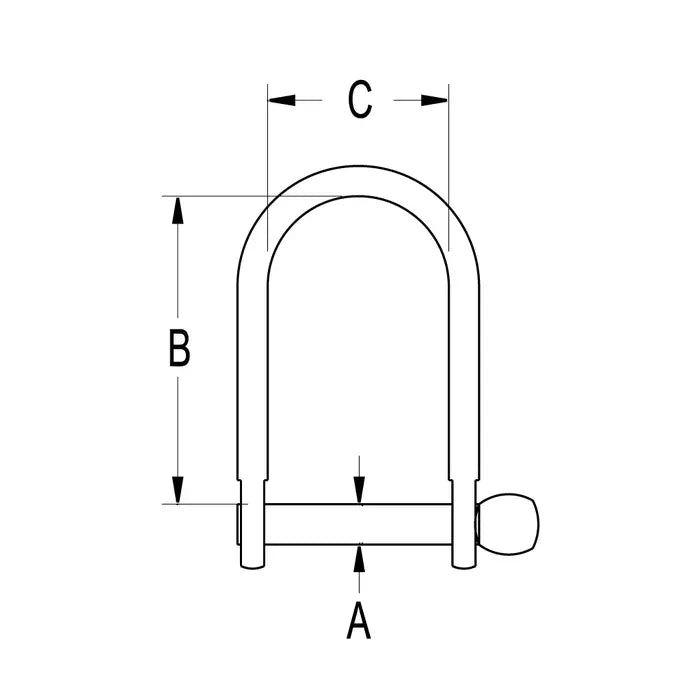 Schäkel D-Form breit mit Schlitz 1/8" / 3,175mm